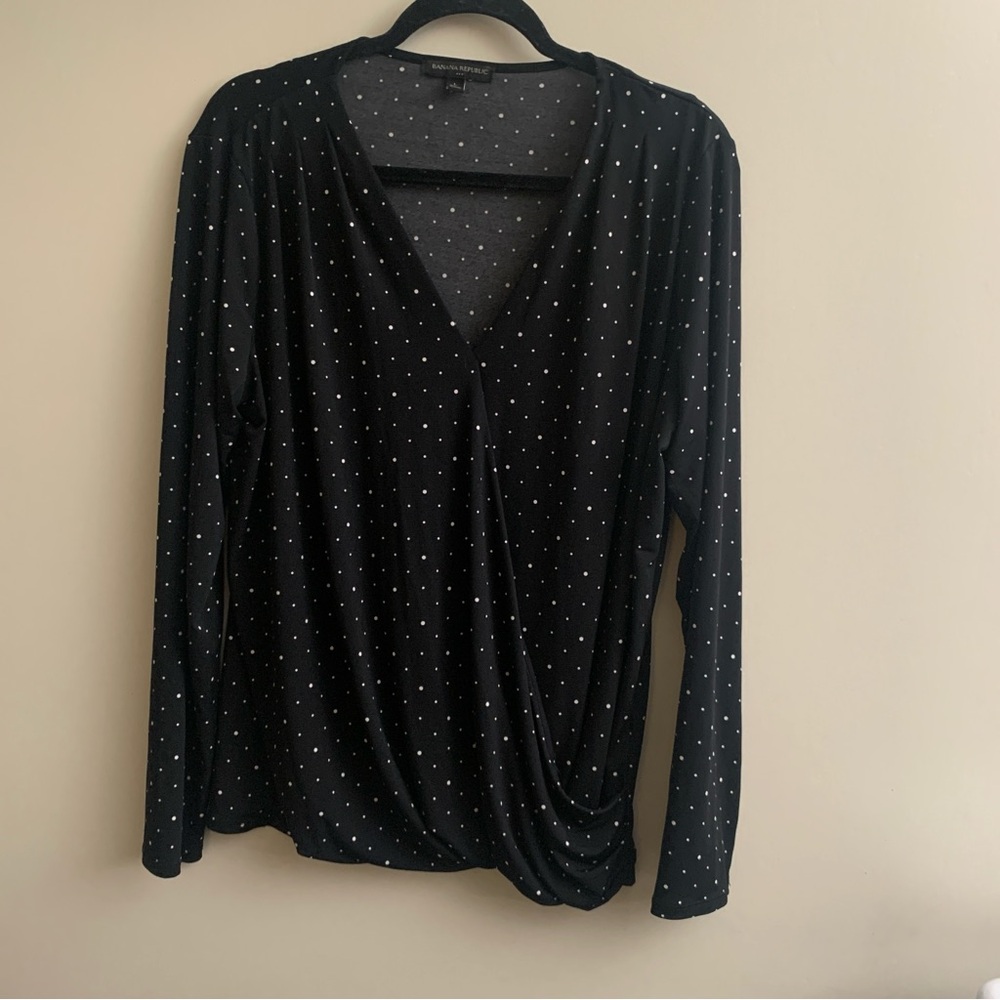 Banana Republic Polka Dot Women's Top wrap front long sleeve large
